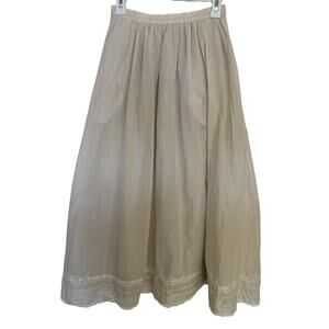 Vtg 80s Paul Alexander Cream Cotton Full Gathered Skirt Lace Cottagecore 10